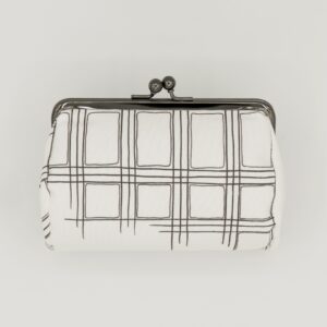 たわら型がま口ポーチ『ONE TONE』(格子白)