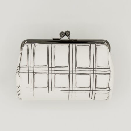 たわら型がま口ポーチ『ONE TONE』（格子白）