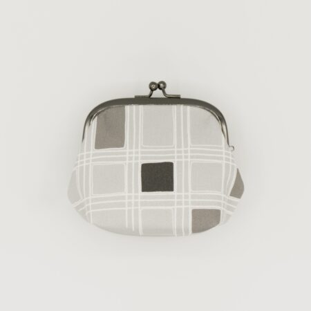 がま口ポーチ『ONE TONE』(格子グレー)