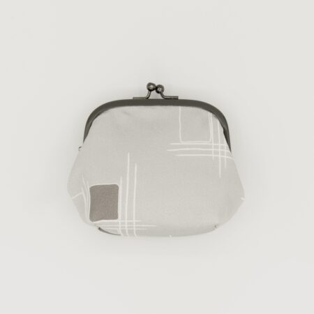 がま口ポーチ『ONE TONE』(格子グレー)