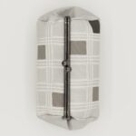 たわら型がま口ポーチ『ONE TONE』（格子グレー）