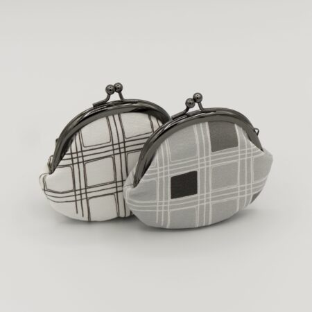 がま口コインケース『ONE TONE』(格子白)