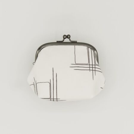 がま口ポーチ『ONE TONE』(格子白)