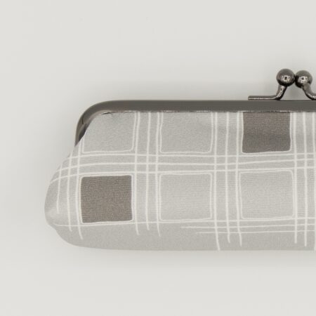 がま口ペンケース『ONE TONE』(格子グレー)