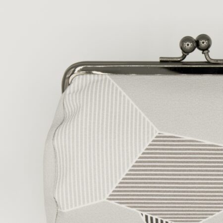 たわら型がま口ポーチ『ONE TONE』（氷割グレー）