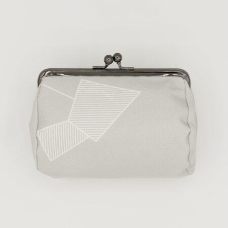 たわら型がま口ポーチ『ONE TONE』（氷割グレー）