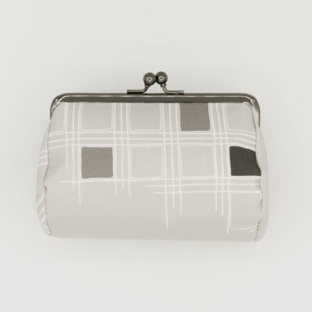 たわら型がま口ポーチ『ONE TONE』（格子グレー）