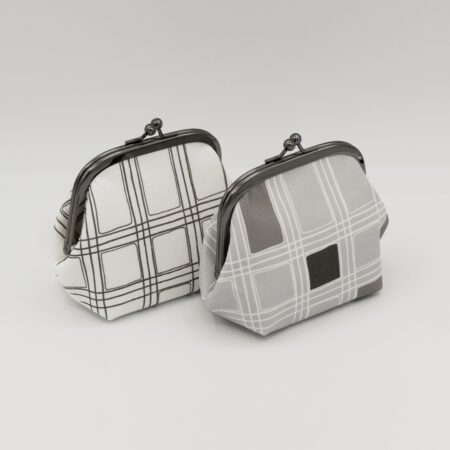 がま口ポーチ『ONE TONE』(格子白)