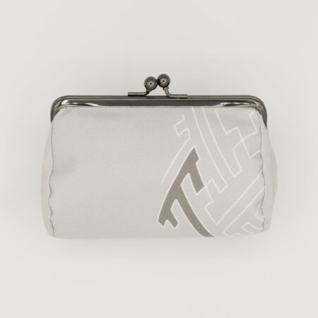 たわら型がま口ポーチ『ONE TONE』（紗綾型グレー）