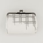 たわら型がま口ポーチ『ONE TONE』（格子白）