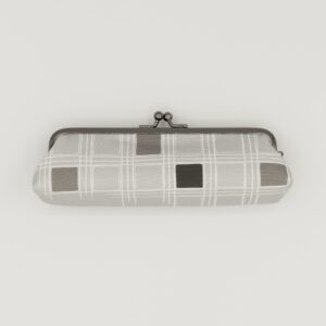 がま口ペンケース『ONE TONE』(格子グレー)