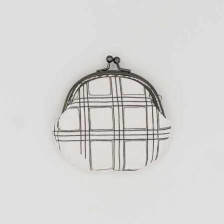 がま口コインケース『ONE TONE』(格子白)