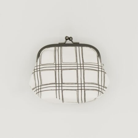 がま口ポーチ『ONE TONE』(格子白)