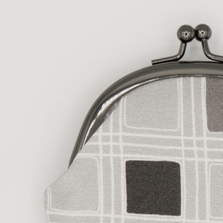 がま口コインケース『ONE TONE』(格子グレー)