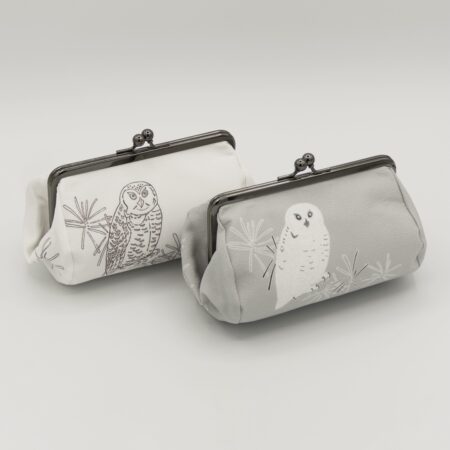 たわら型がま口ポーチ『ONE TONE』(ふくろうグレー)