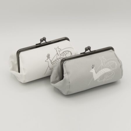 たわら型がま口ポーチ『ONE TONE』(鹿白)