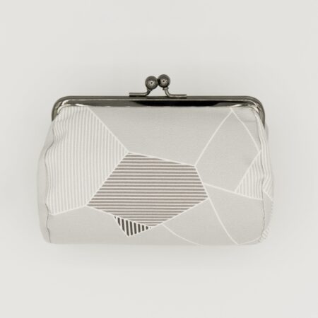 たわら型がま口ポーチ『ONE TONE』（氷割グレー）