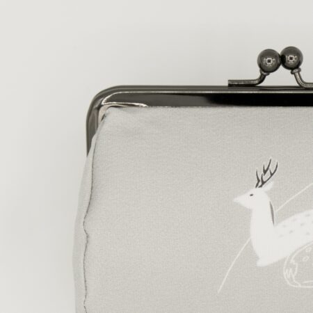 たわら型がま口ポーチ『ONE TONE』(鹿グレー)