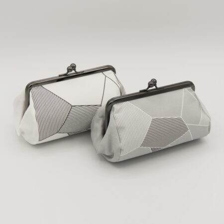 たわら型がま口ポーチ『ONE TONE』（氷割グレー）